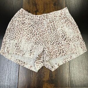 Rewash Brand Shorts Womens Med Linen‎ Blend Elastic Waist Pockets Casual Cheetah